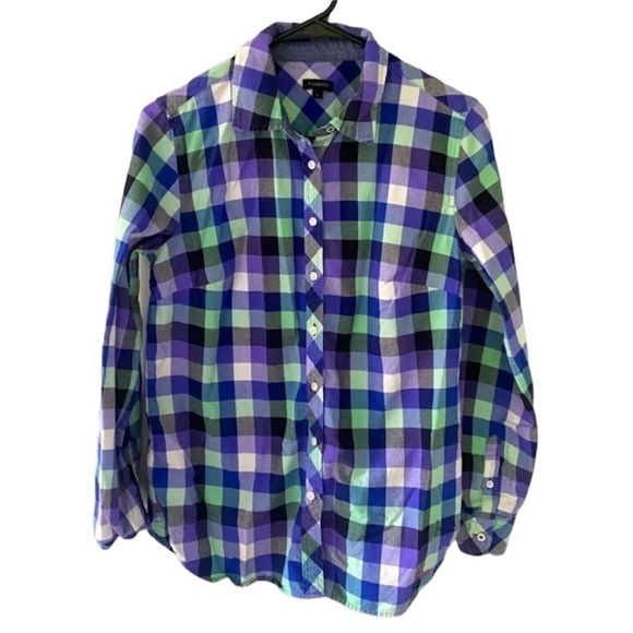 Talbots Tops - Talbots Purple Green Check Colorful Lightweight Spring Button Up Shirt Sz Small
